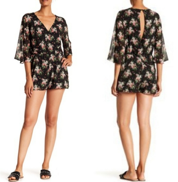 🆕 Everly Black Floral Romper. Fully Underlined. Elastic WaistBand. NWT - Picture 8 of 8